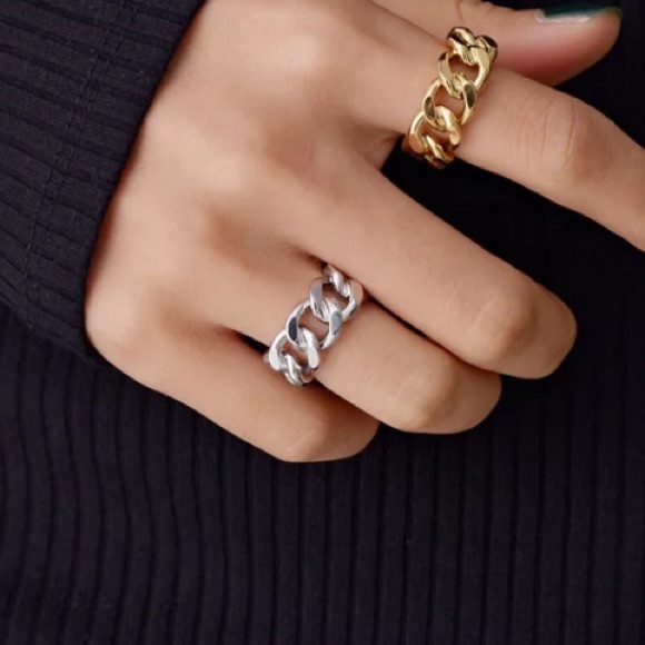 ⛓Minimalist chain sterling silver ring - Picture 3 of 6